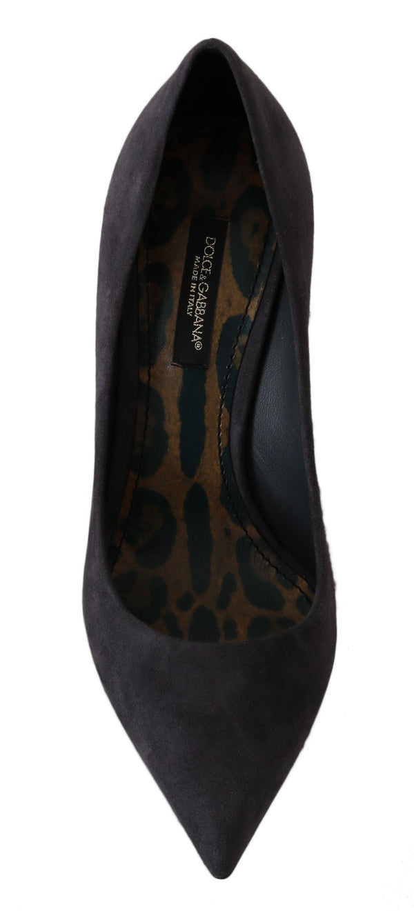 Elegant Gray Suede Stiletto Pumps Dolce & Gabbana