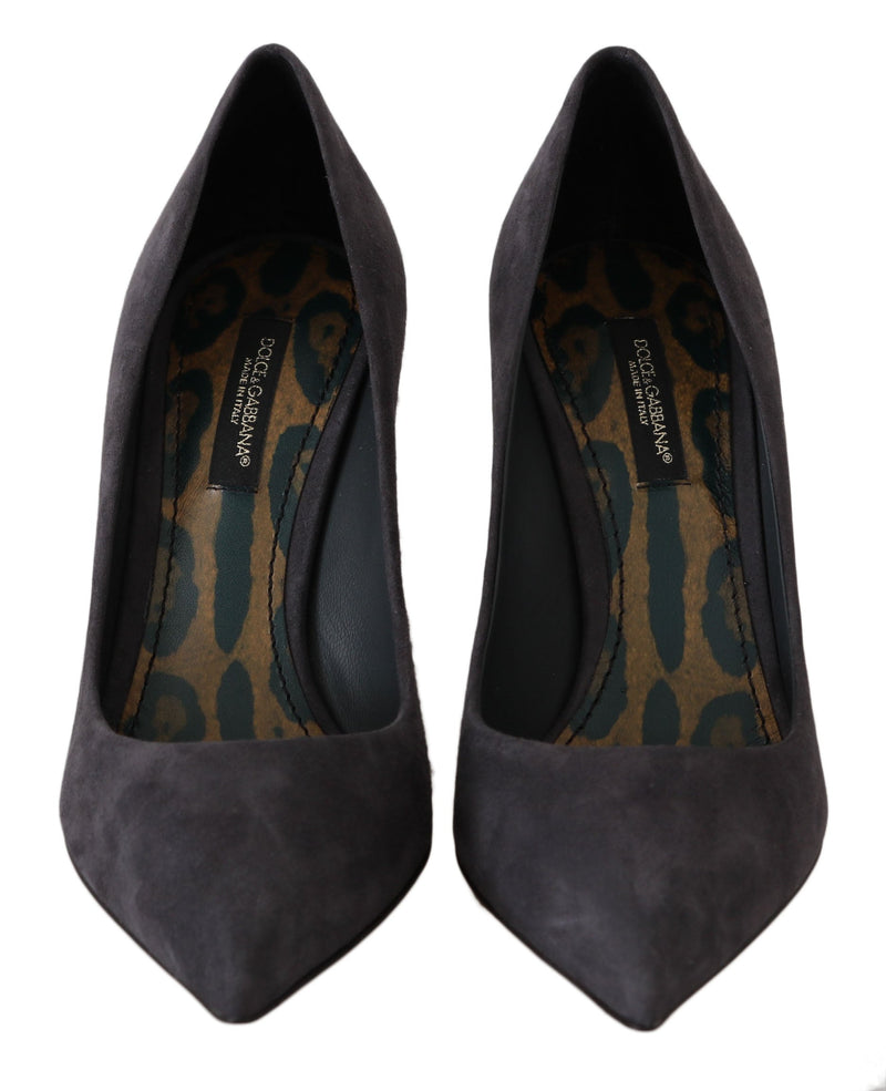 Elegant Gray Suede Stiletto Pumps Dolce & Gabbana