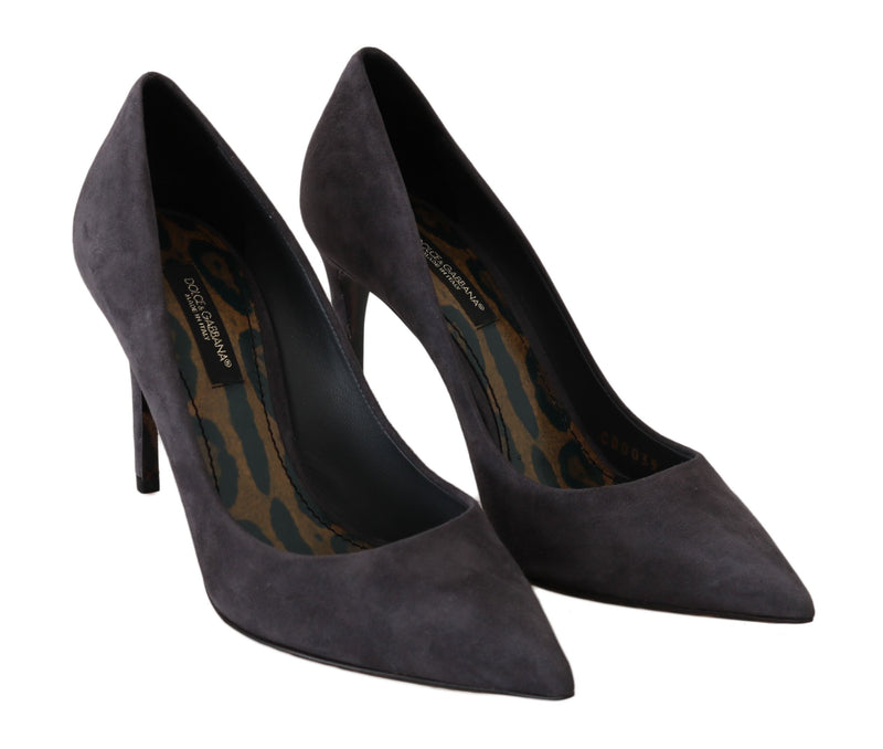 Elegant Gray Suede Stiletto Pumps Dolce & Gabbana