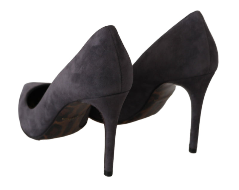 Elegant Gray Suede Stiletto Pumps Dolce & Gabbana