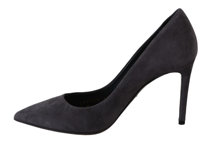 Elegant Gray Suede Stiletto Pumps Dolce & Gabbana