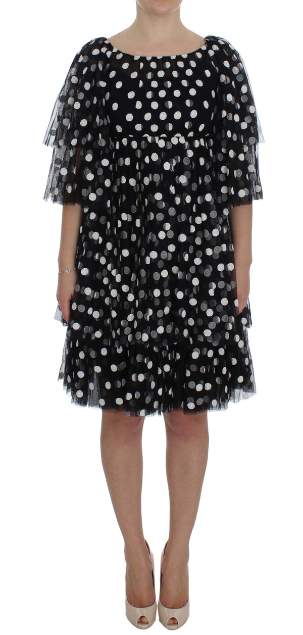 Elegant Polka Dotted Ruffled Dress Dolce & Gabbana