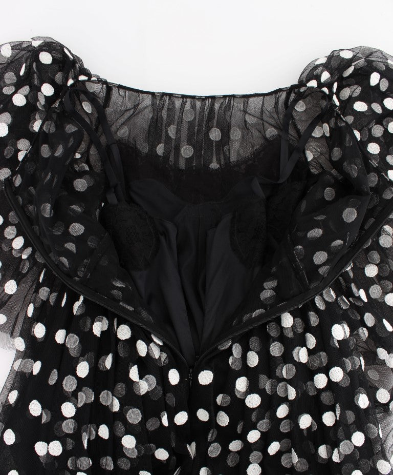 Elegant Polka Dotted Ruffled Dress Dolce & Gabbana