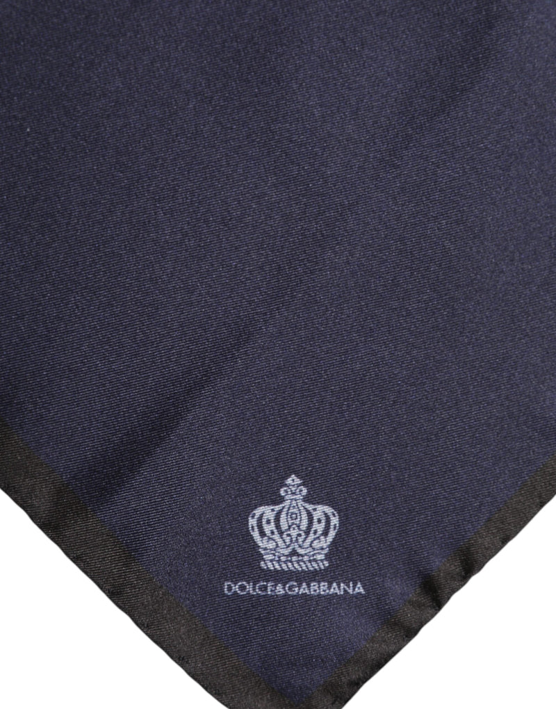 Blue DG Crown Silk Square Men Foulard Scarf Dolce & Gabbana