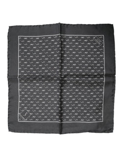 Black Fish Print Silk Square Men Foulard Scarf Dolce & Gabbana