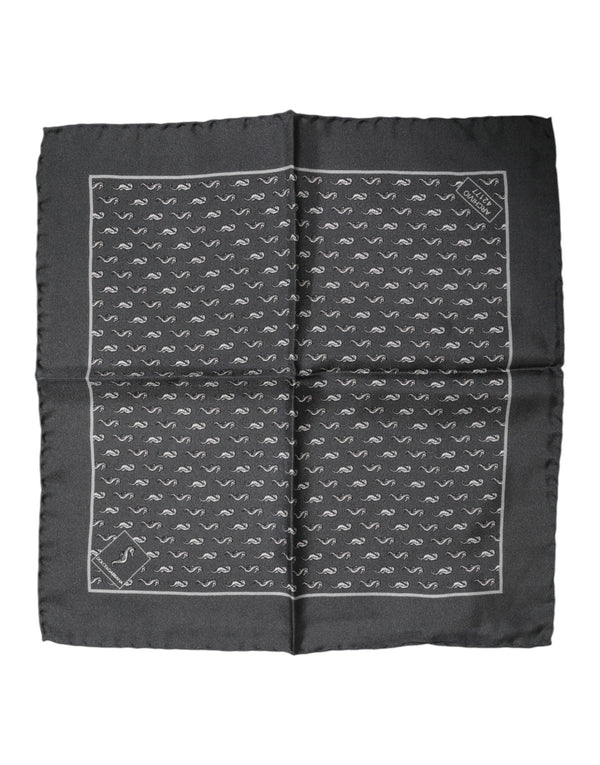 Black Fish Print Silk Square Men Foulard Scarf Dolce & Gabbana