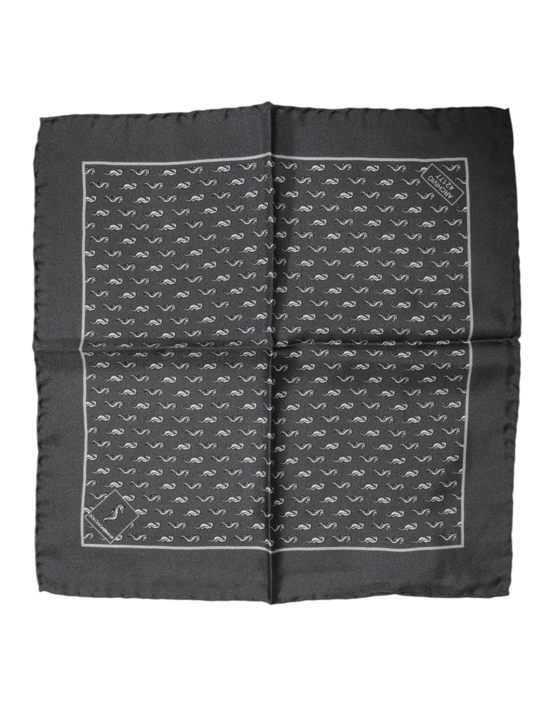 Black Fish Print Silk Square Men Foulard Scarf Dolce & Gabbana