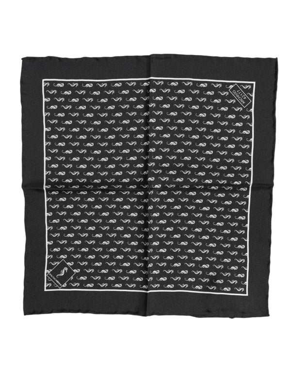 Black Sea Horse Silk Square Men Foulard Scarf Dolce & Gabbana