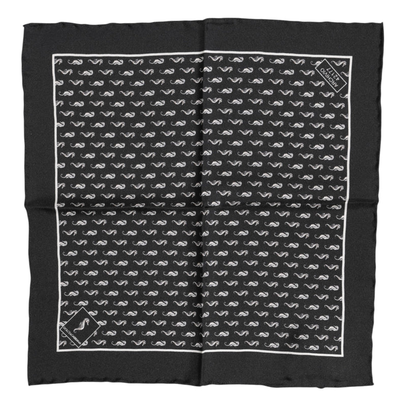 Black Sea Horse Silk Square Men Foulard Scarf Dolce & Gabbana