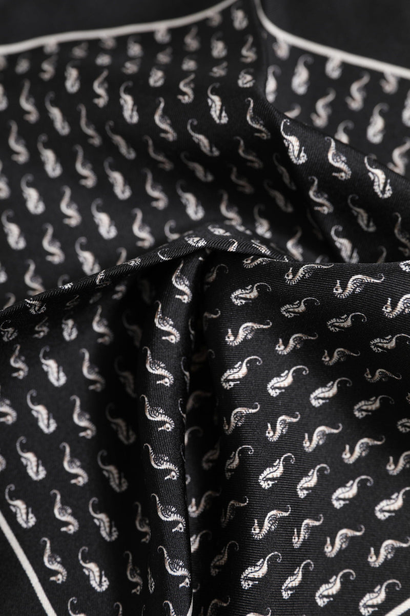 Black Sea Horse Silk Square Men Foulard Scarf Dolce & Gabbana