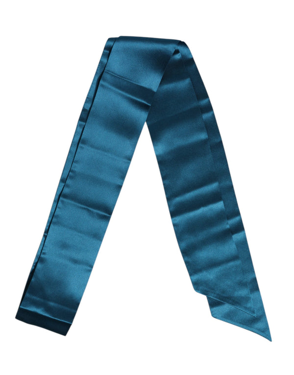 Blue Satin Silk Skinny Foulard Wrap Scarf Dolce & Gabbana