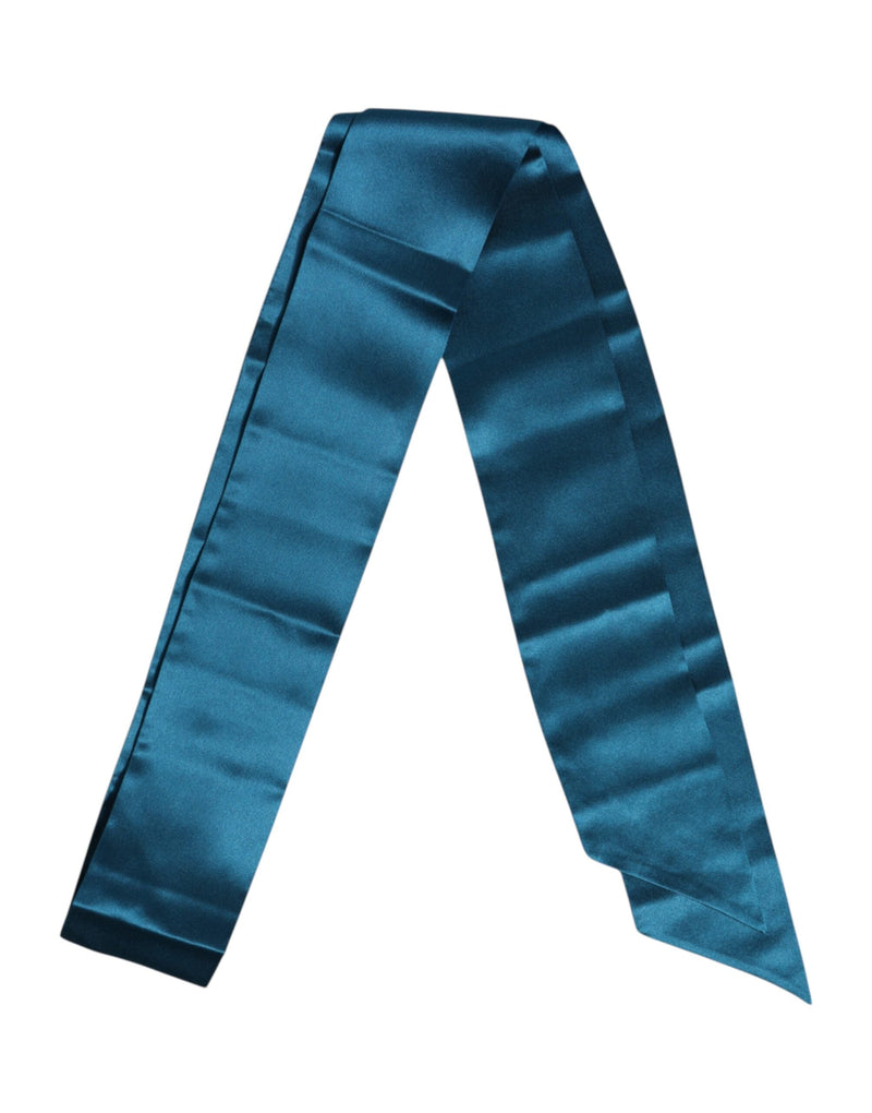 Blue Satin Silk Skinny Foulard Wrap Scarf Dolce & Gabbana
