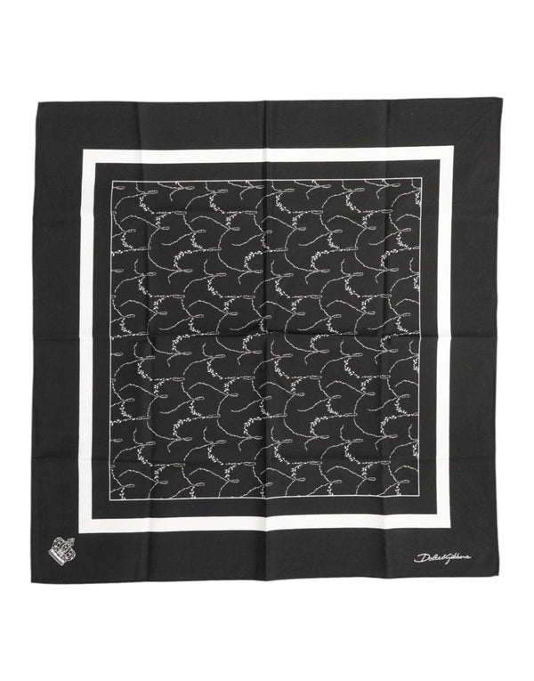 Black White Printed Square Men Foulard Scarf Dolce & Gabbana