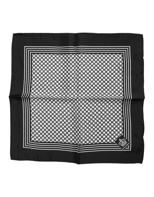 Black White Patterned Square Men Foulard Scarf Dolce & Gabbana