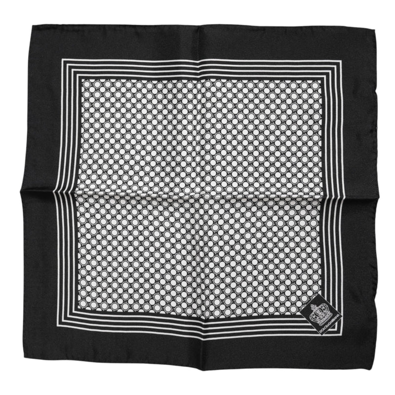 Black White Patterned Square Men Foulard Scarf Dolce & Gabbana