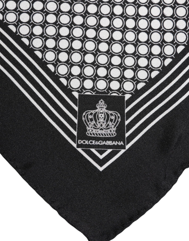 Black White Patterned Square Men Foulard Scarf Dolce & Gabbana