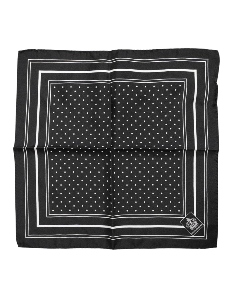 Black White Polka Dot Men Foulard Scarf Dolce & Gabbana