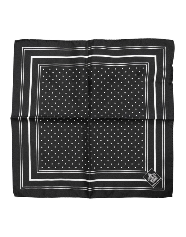Black White Polka Dot Men Foulard Scarf Dolce & Gabbana