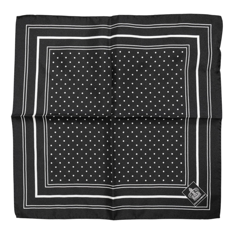 Black White Polka Dot Men Foulard Scarf Dolce & Gabbana