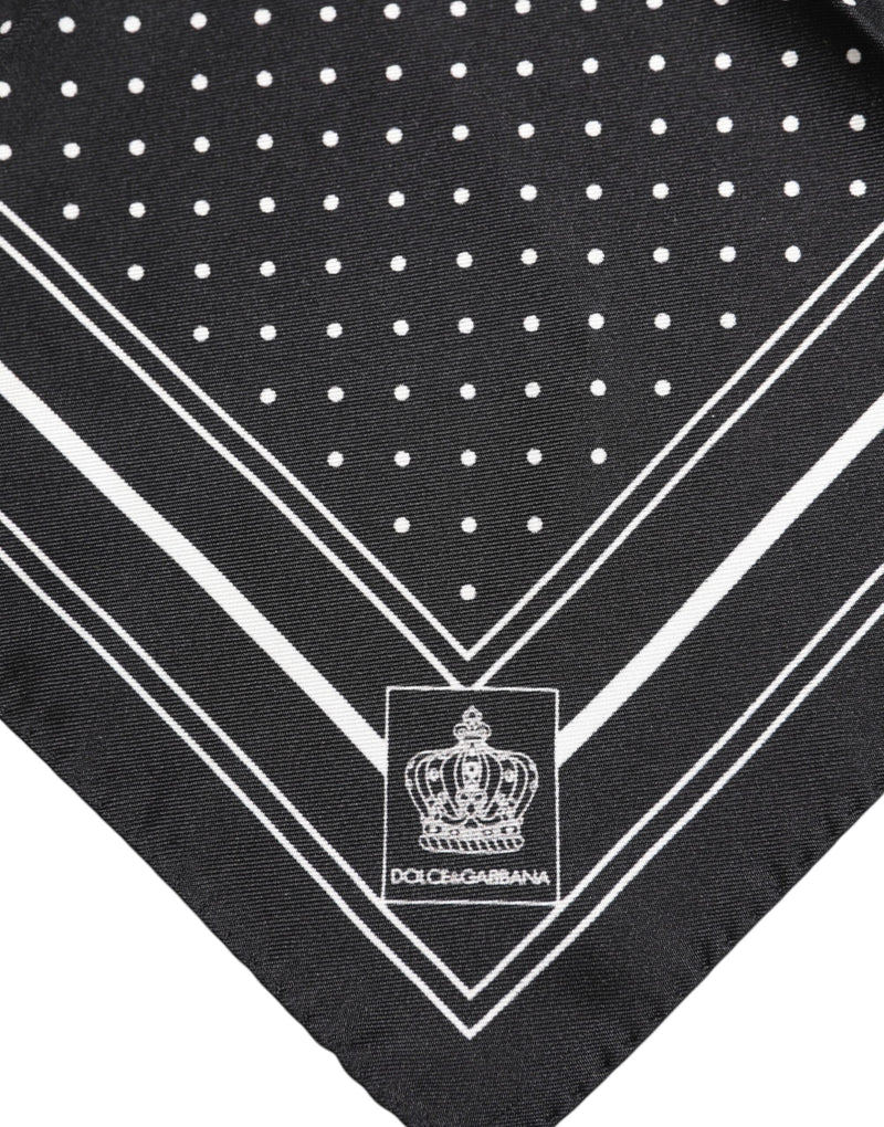 Black White Polka Dot Men Foulard Scarf Dolce & Gabbana