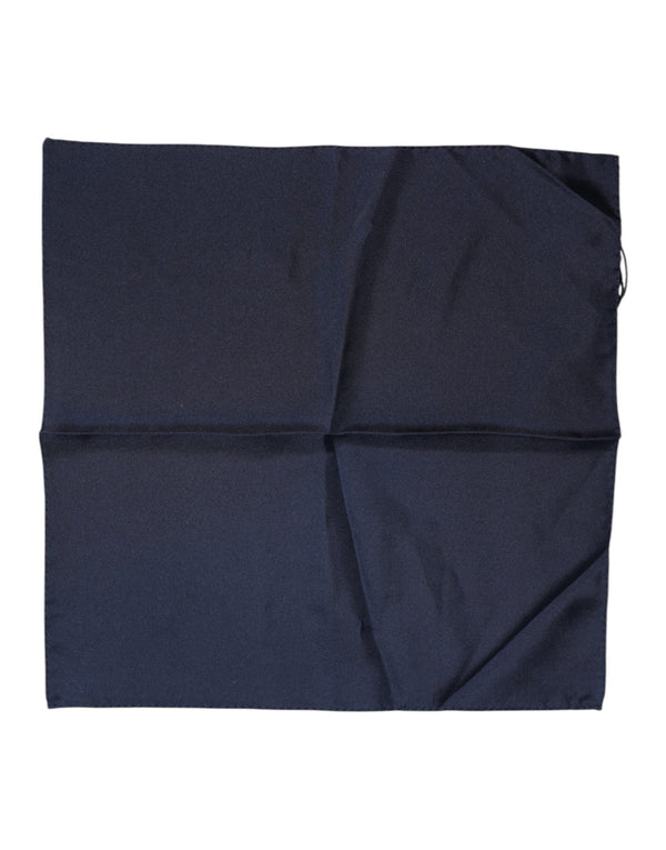 Dark Blue Silk Square Men Foulard Scarf Dolce & Gabbana