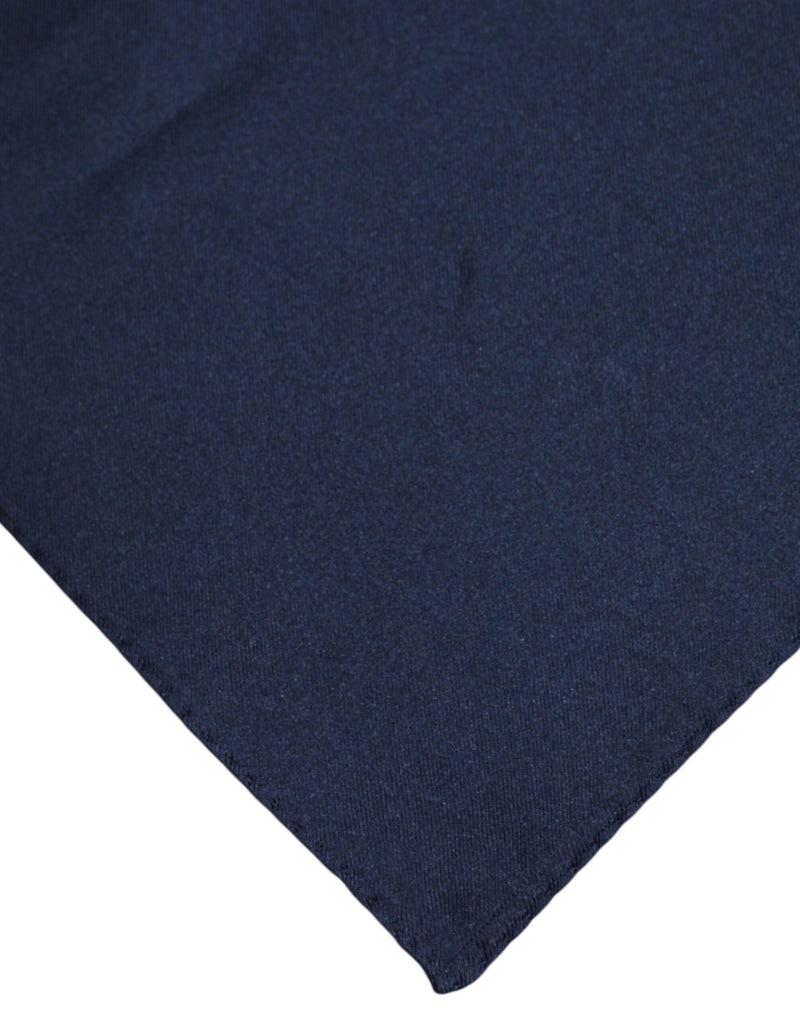 Dark Blue Silk Square Men Foulard Scarf Dolce & Gabbana