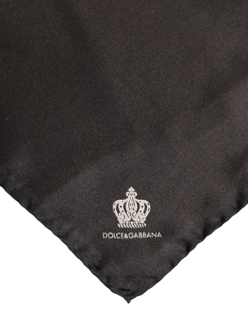 Brown DG Crown Silk Square Men Foulard Scarf Dolce & Gabbana