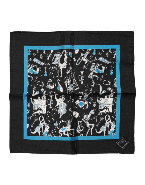 Black Jazz Club Silk Square Men Foulard Scarf Dolce & Gabbana