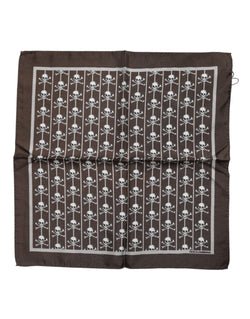 Brown Skull Silk Square Men Foulard Scarf Dolce & Gabbana