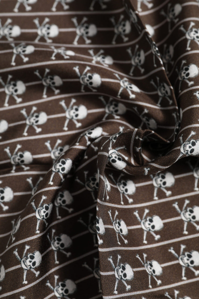 Brown Skull Silk Square Men Foulard Scarf Dolce & Gabbana