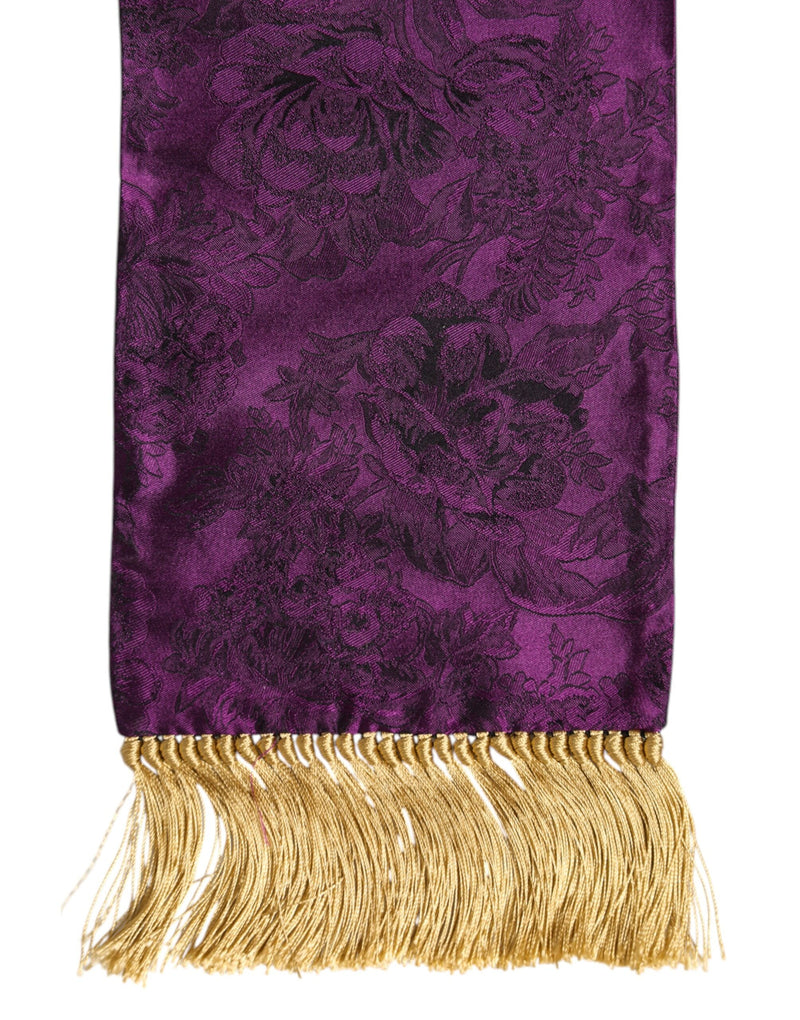 Purple Silk Fringes Cross Men Foulard Scarf Dolce & Gabbana