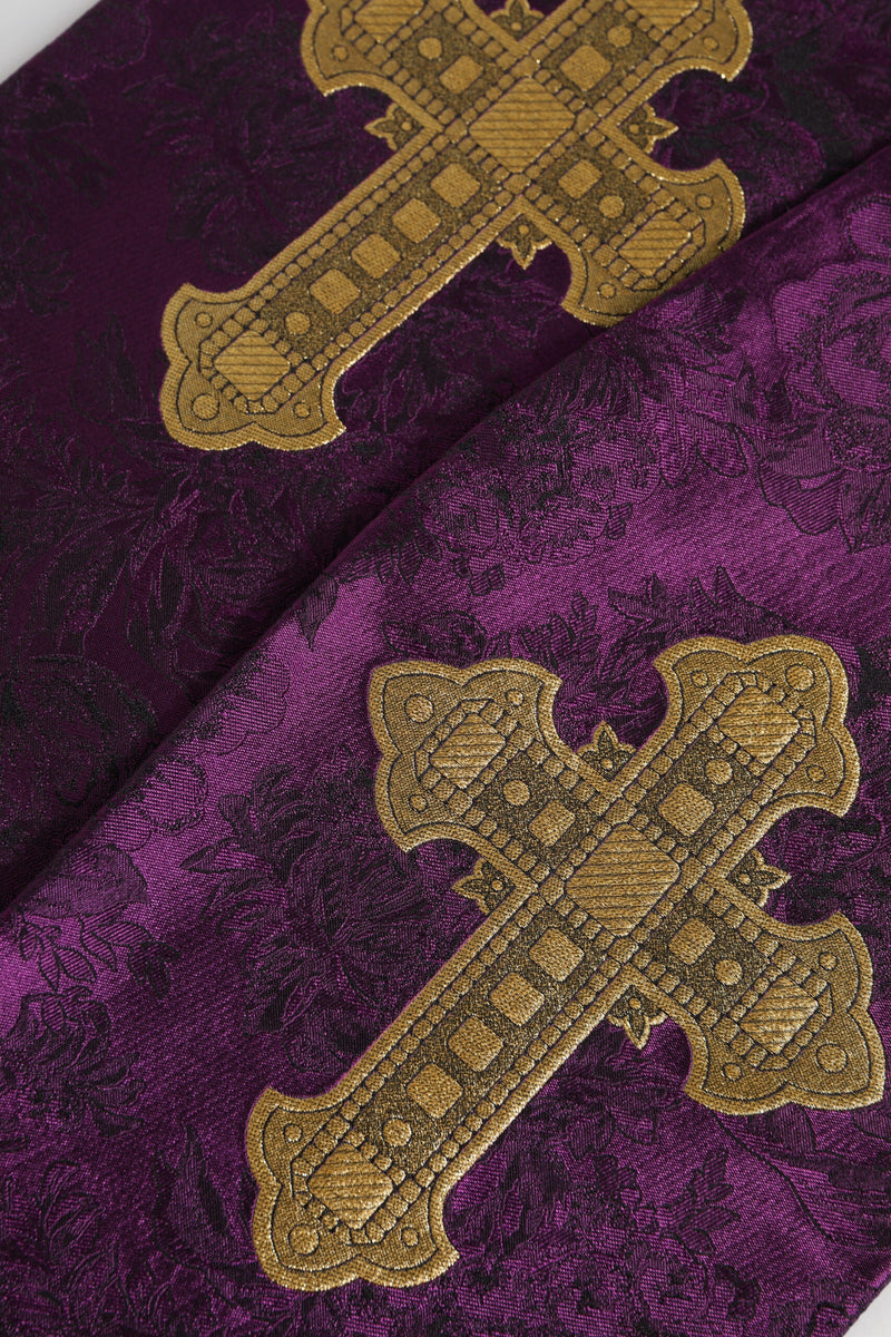 Purple Silk Fringes Cross Men Foulard Scarf Dolce & Gabbana