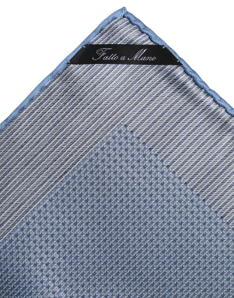Light Blue Silk Square Men Foulard Scarf Dolce & Gabbana