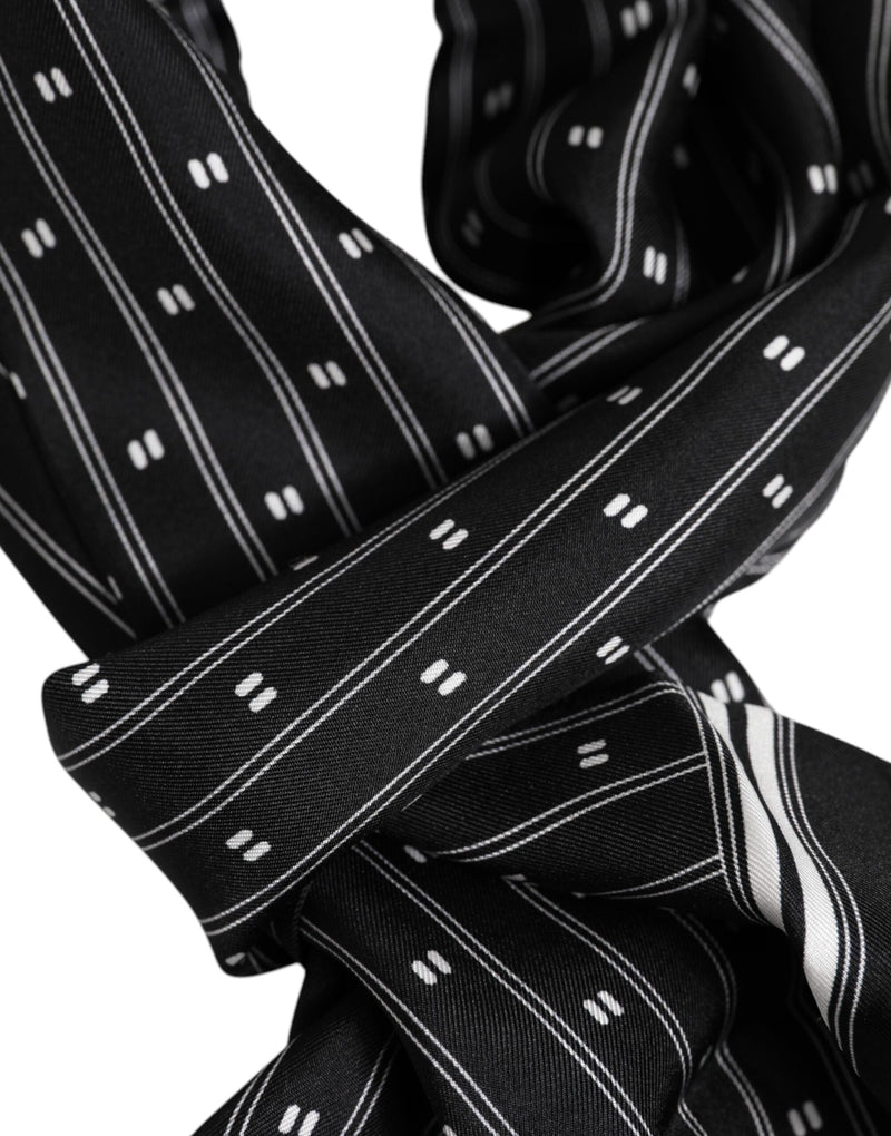 Black Silk Printed Fringes Men Foulard Scarf Dolce & Gabbana