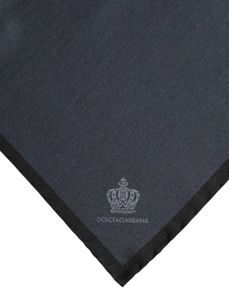 Dark Gray DG Crown Silk Square Foulard Scarf Dolce & Gabbana