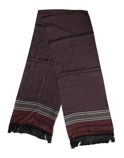 Maroon Dotted Silk Fringes Foulard Scarf Dolce & Gabbana