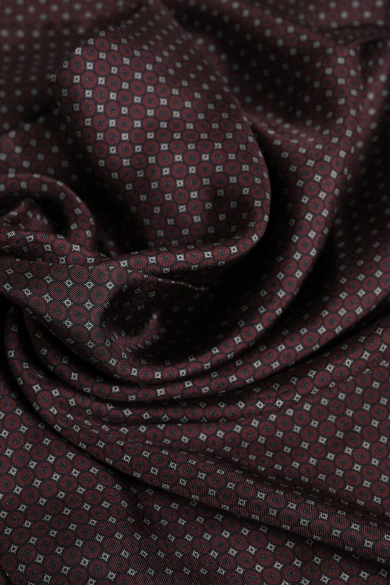 Maroon Dotted Silk Fringes Foulard Scarf Dolce & Gabbana