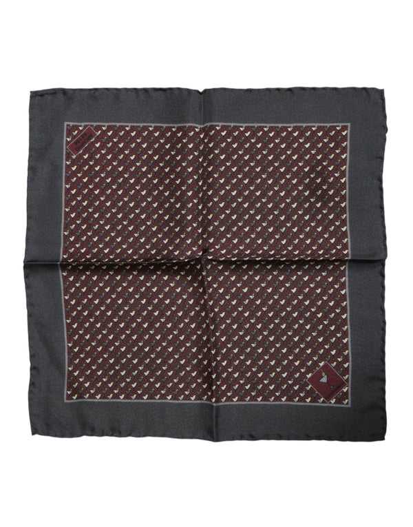 Maroon Cocktail Silk Square Foulard Scarf Dolce & Gabbana