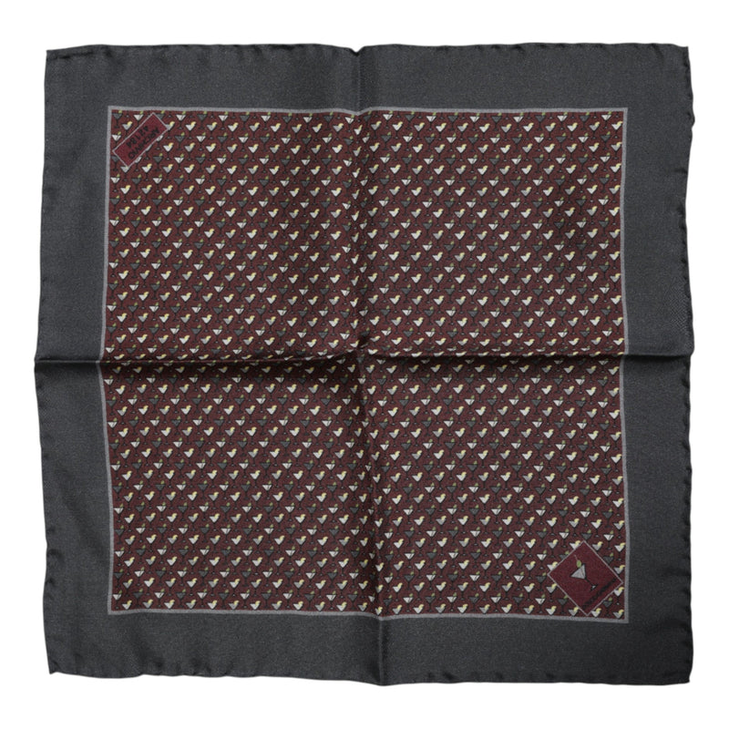 Maroon Cocktail Silk Square Foulard Scarf Dolce & Gabbana