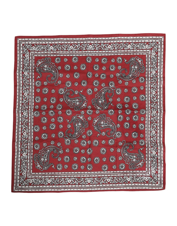 Red Floral Cotton Square Foulard Scarf Dolce & Gabbana