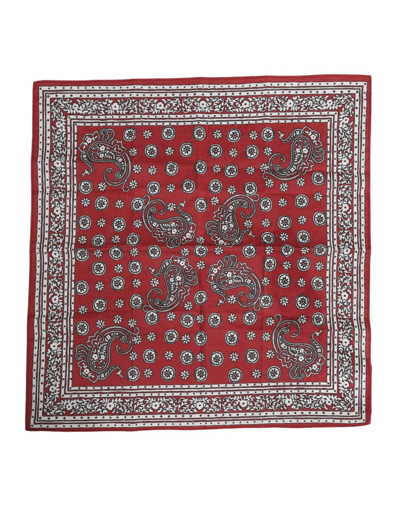 Red Floral Cotton Square Foulard Scarf Dolce & Gabbana