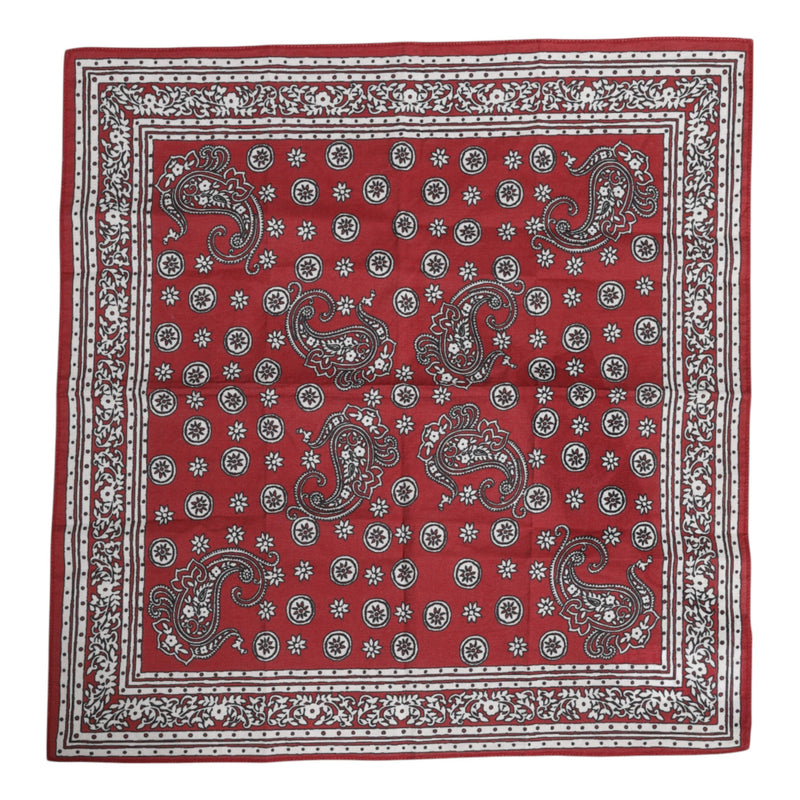 Red Floral Cotton Square Foulard Scarf Dolce & Gabbana