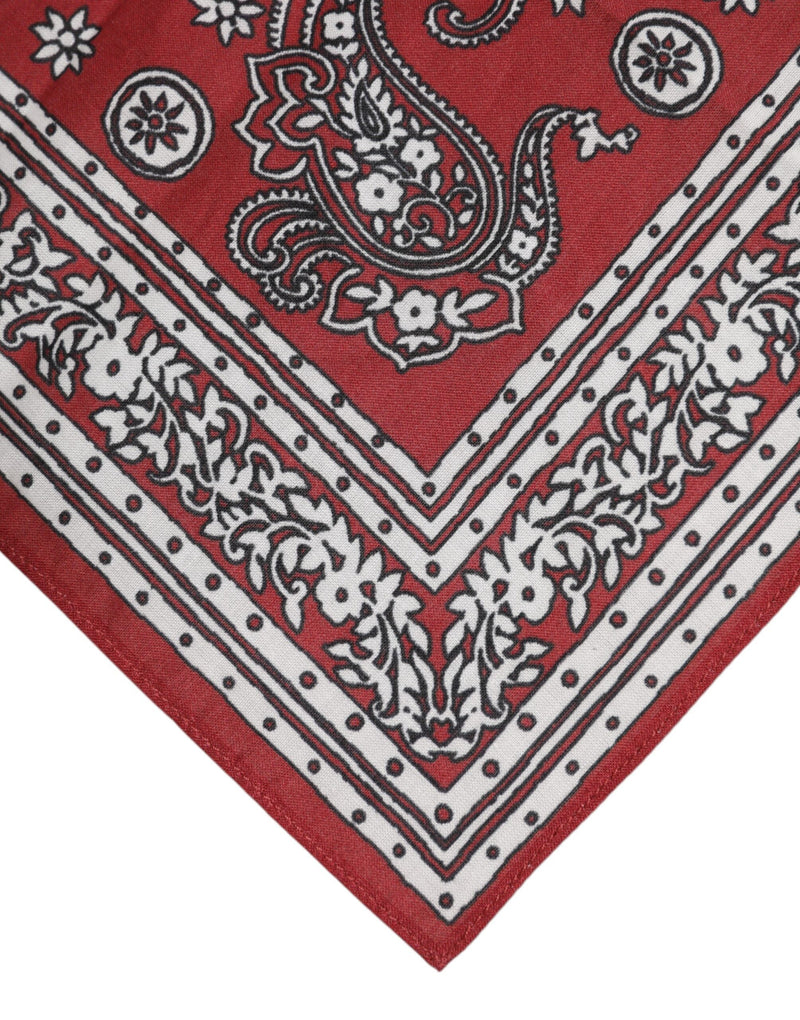 Red Floral Cotton Square Foulard Scarf Dolce & Gabbana