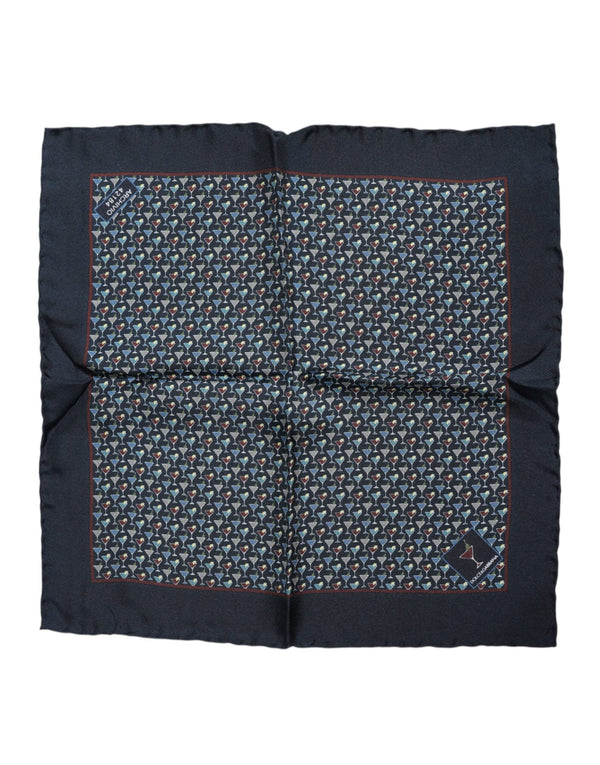 Blue Cocktail Silk Square Foulard Scarf Dolce & Gabbana
