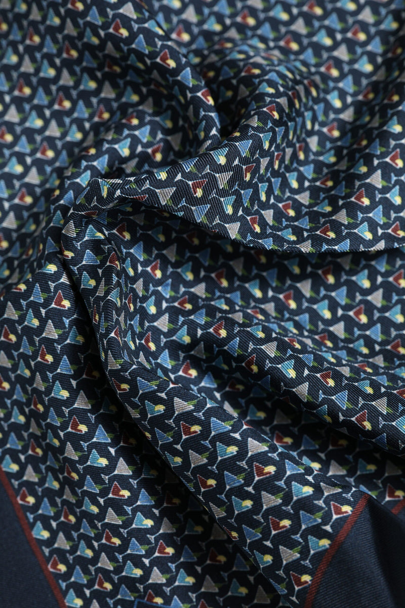 Blue Cocktail Silk Square Foulard Scarf Dolce & Gabbana