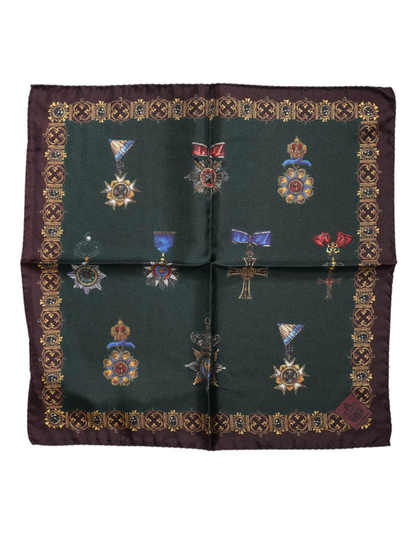Green Medals Silk Square Foulard Scarf Dolce & Gabbana