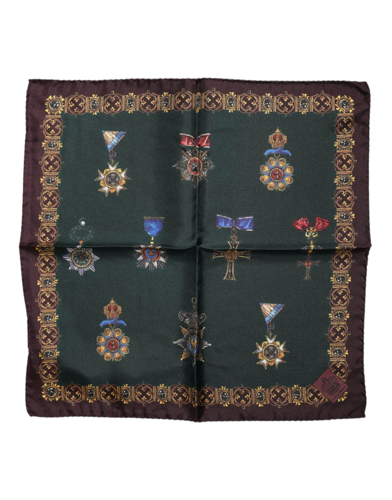 Green Medals Silk Square Foulard Scarf Dolce & Gabbana