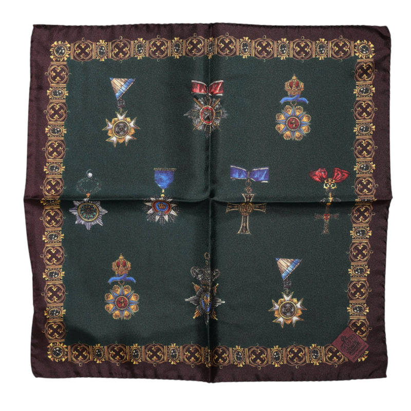 Green Medals Silk Square Foulard Scarf Dolce & Gabbana