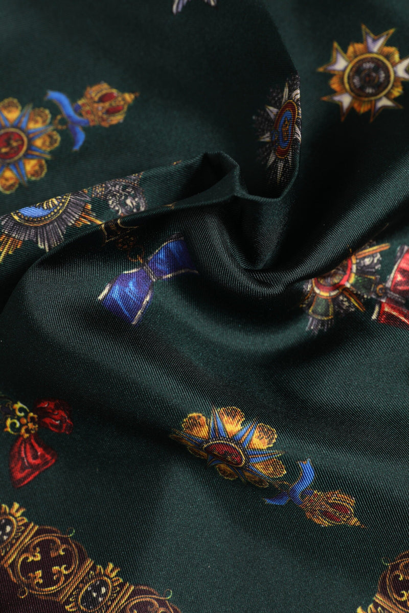 Green Medals Silk Square Foulard Scarf Dolce & Gabbana