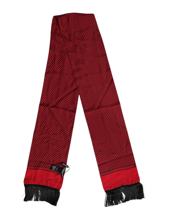 Red Dotted Silk Fringes Men Foulard Scarf Dolce & Gabbana